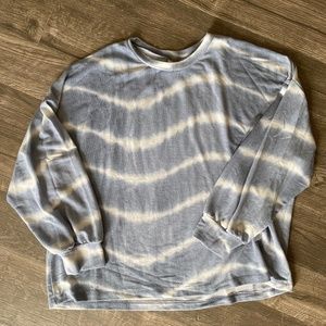 Tie-Dye Blue and White Striped Long Sleeve Shirt, Women’s